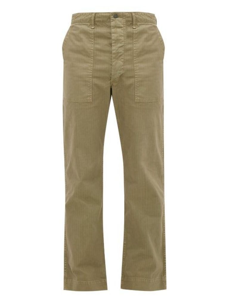 Rrl - Straight-leg Herringbone-cotton Trousers - Mens - Khaki