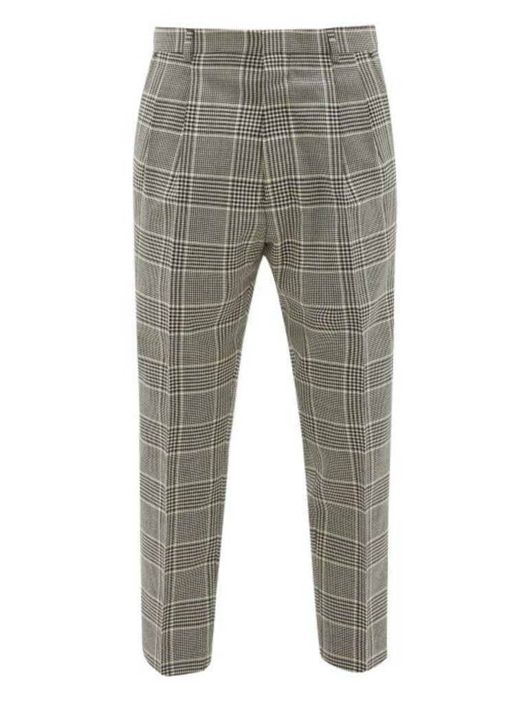 Ami - Check Tapered Wool Trousers - Mens - Grey