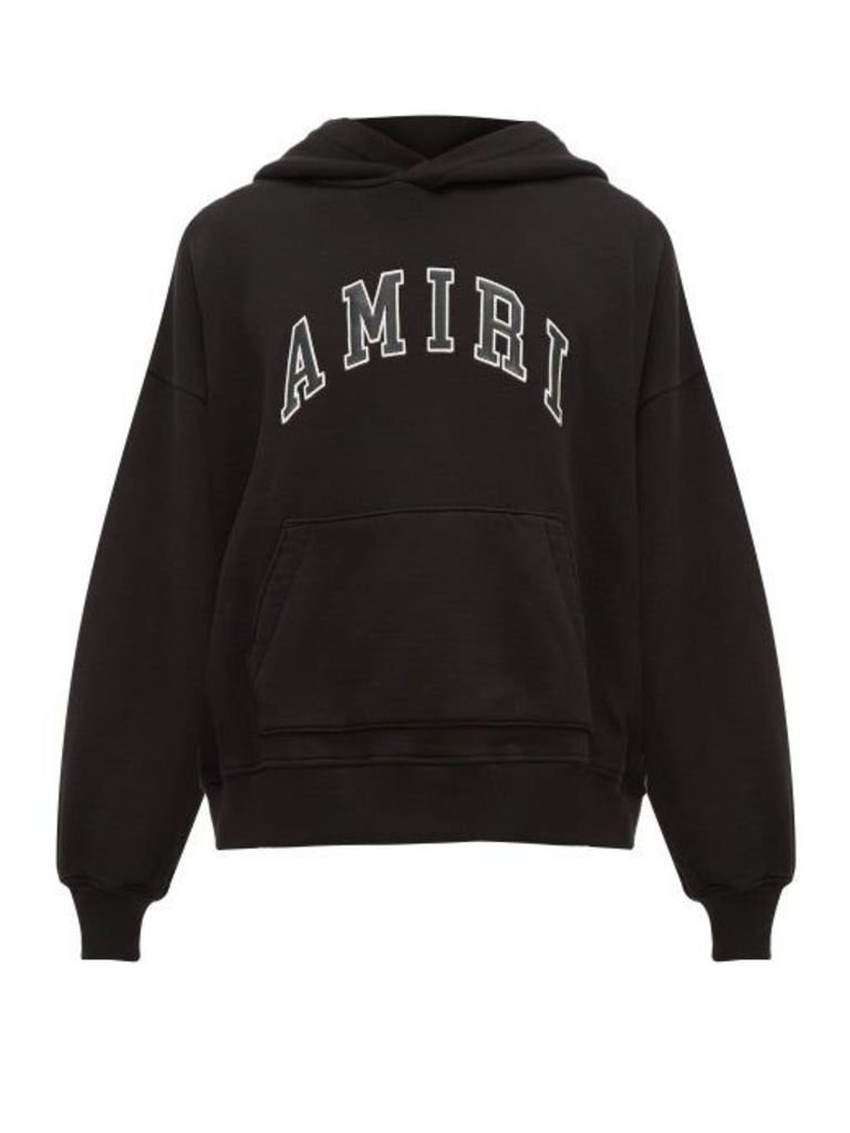 Amiri - College Appliqué-logo Cotton Hooded Sweatshirt - Mens - Black