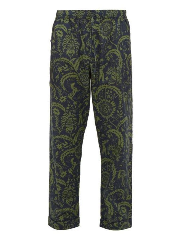 Desmond & Dempsey - Zocolo Floral-print Cotton Pyjama Trousers - Mens - Green