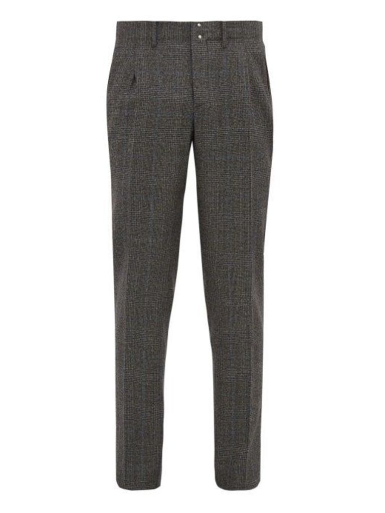 Incotex - Prince Of Wales-check Wool Trousers - Mens - Grey Multi