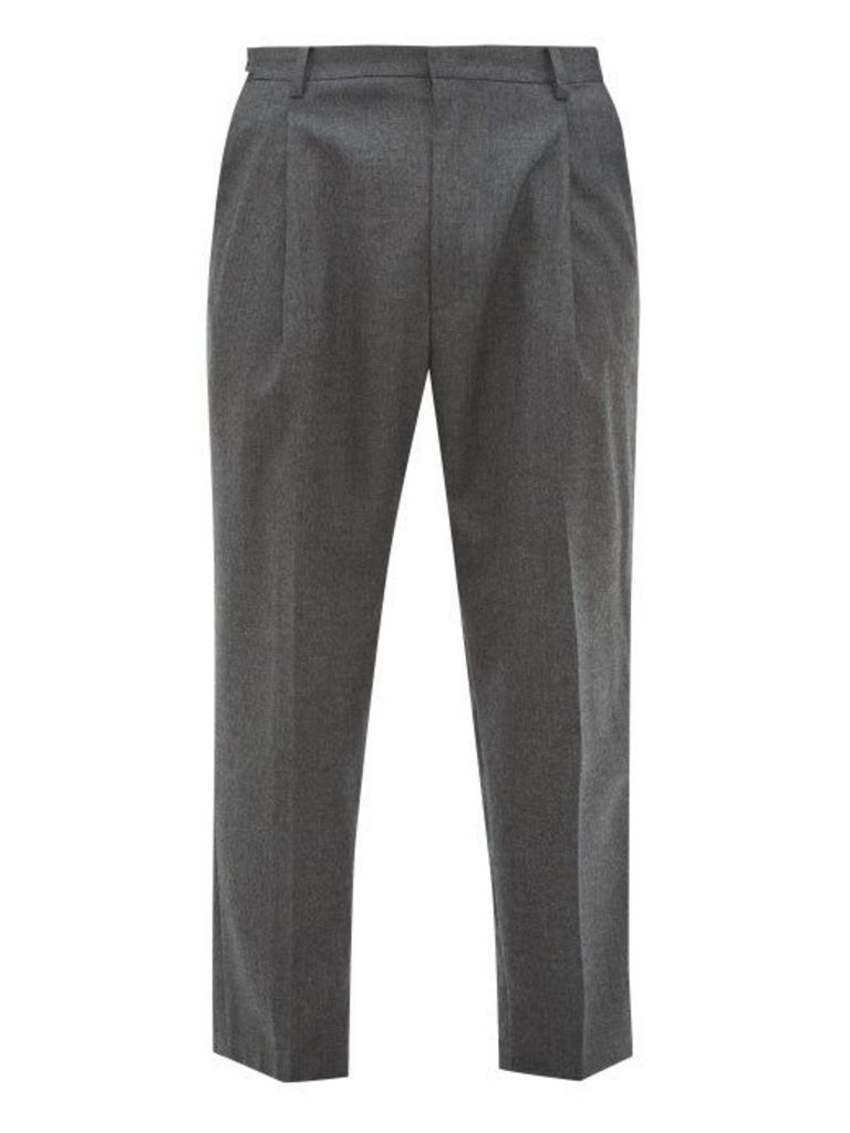 Wooyoungmi - Pleated Wool Blend Trousers - Mens - Grey Multi