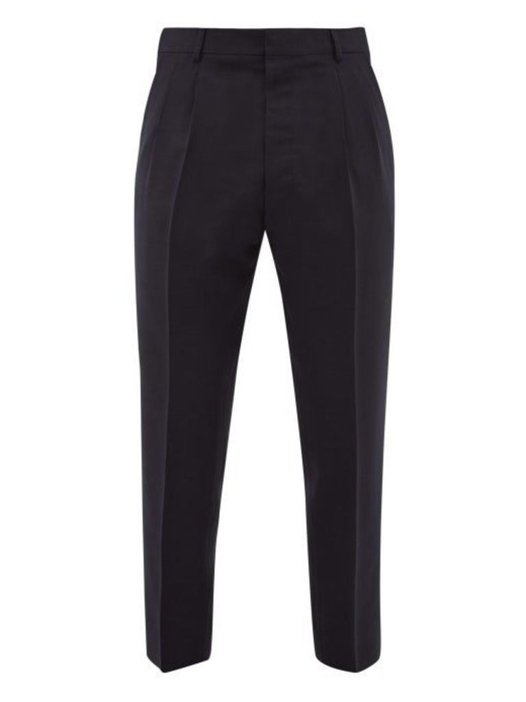 Ami - High-rise Wool-crepe Trousers - Mens - Navy