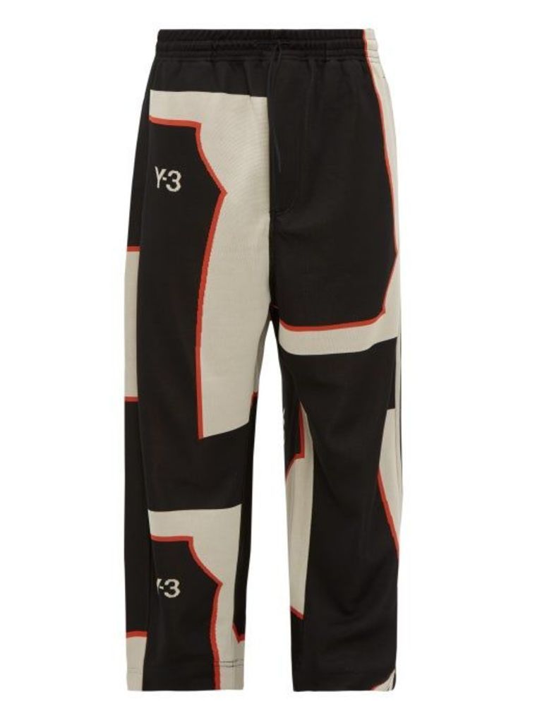 Y-3 - Logo-jacquard Track Pants - Mens - Black White