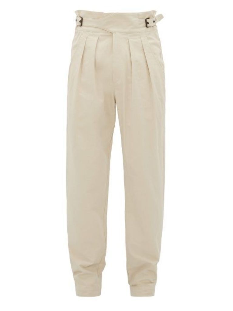 Isabel Marant - Geny Belted Cotton Tapered Leg Trousers - Mens - Beige