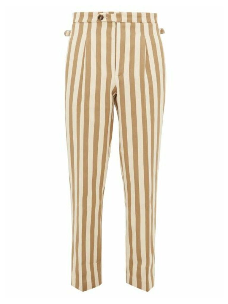 King & Tuckfield - Striped Cotton Trousers - Mens - White Multi