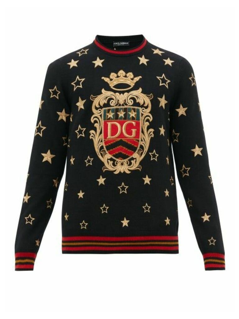 Dolce & Gabbana - Star-embroidered Cashmere-blend Sweater - Mens - Black Multi