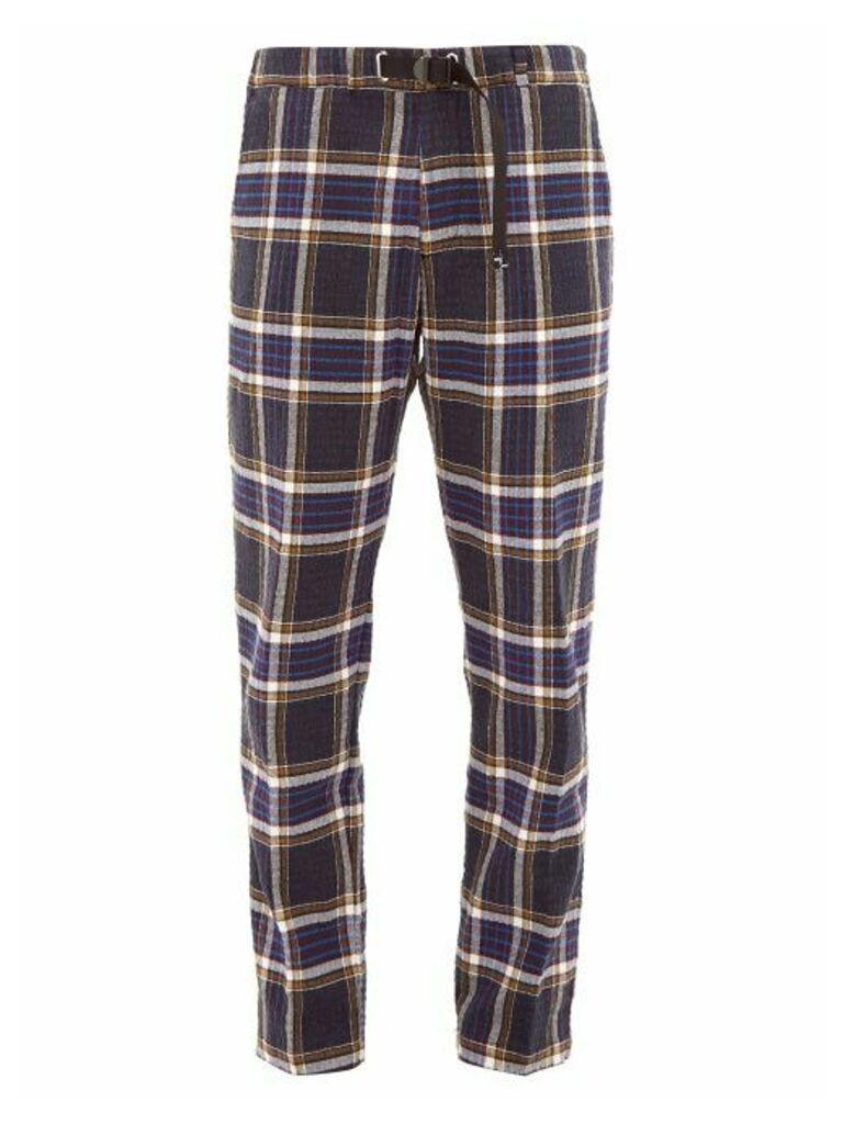 White Sand - Buckled Checked Cotton-blend Trousers - Mens - Black Multi