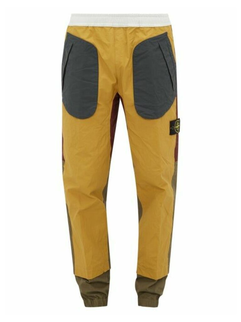 Stone Island - Colour-block Technical Coated-cotton Track Pants - Mens - Yellow Multi