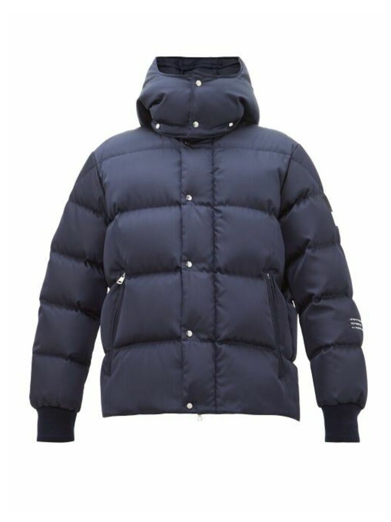 7 Moncler Fragment - Logo-print Down-quilted Hooded Jacket - Mens - Navy