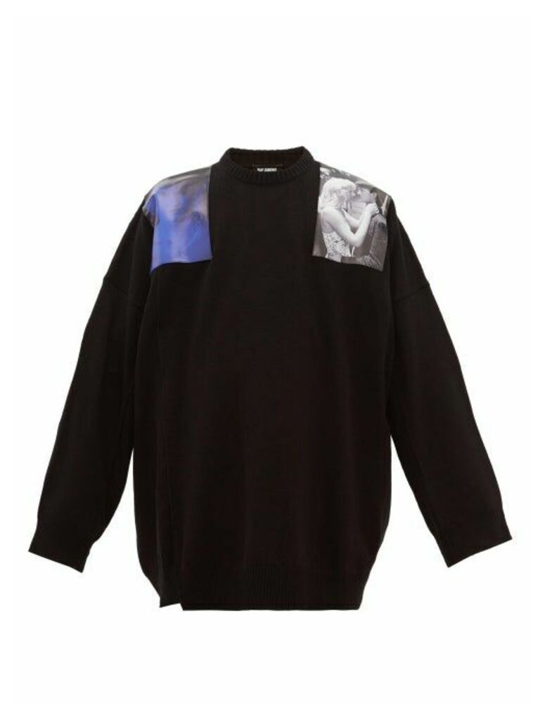 Raf Simons - Oversized Print-patch Wool Sweater - Mens - Navy