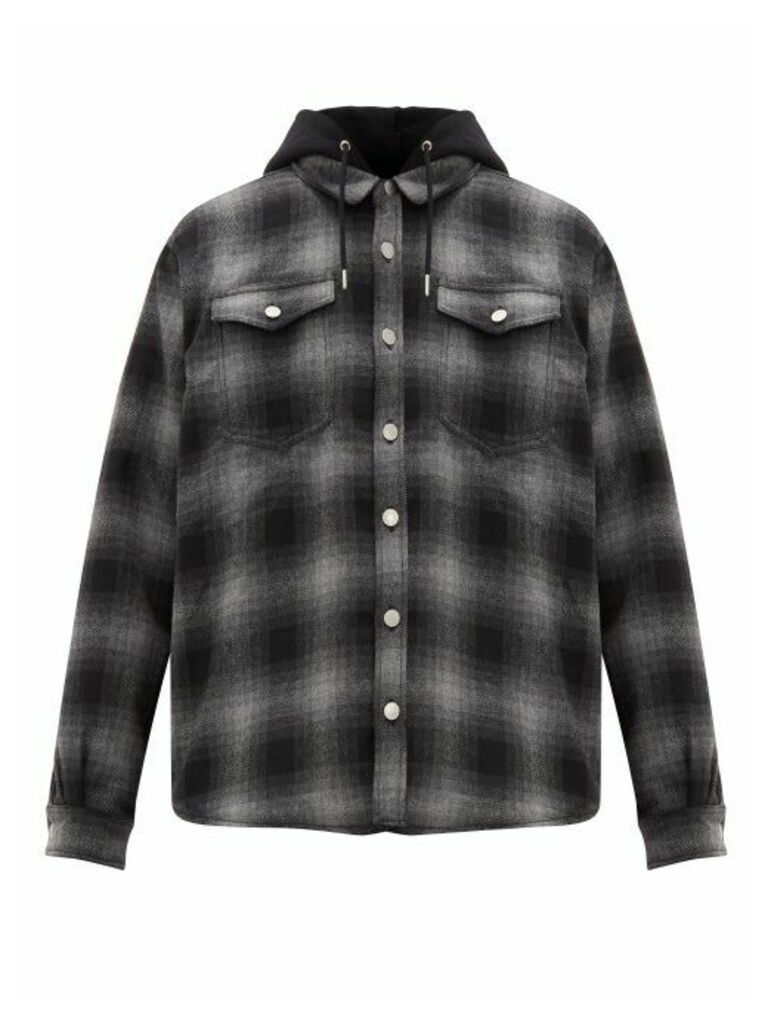 Eytys - Alpha Checked Flannel Hooded Overshirt - Mens - Black Grey