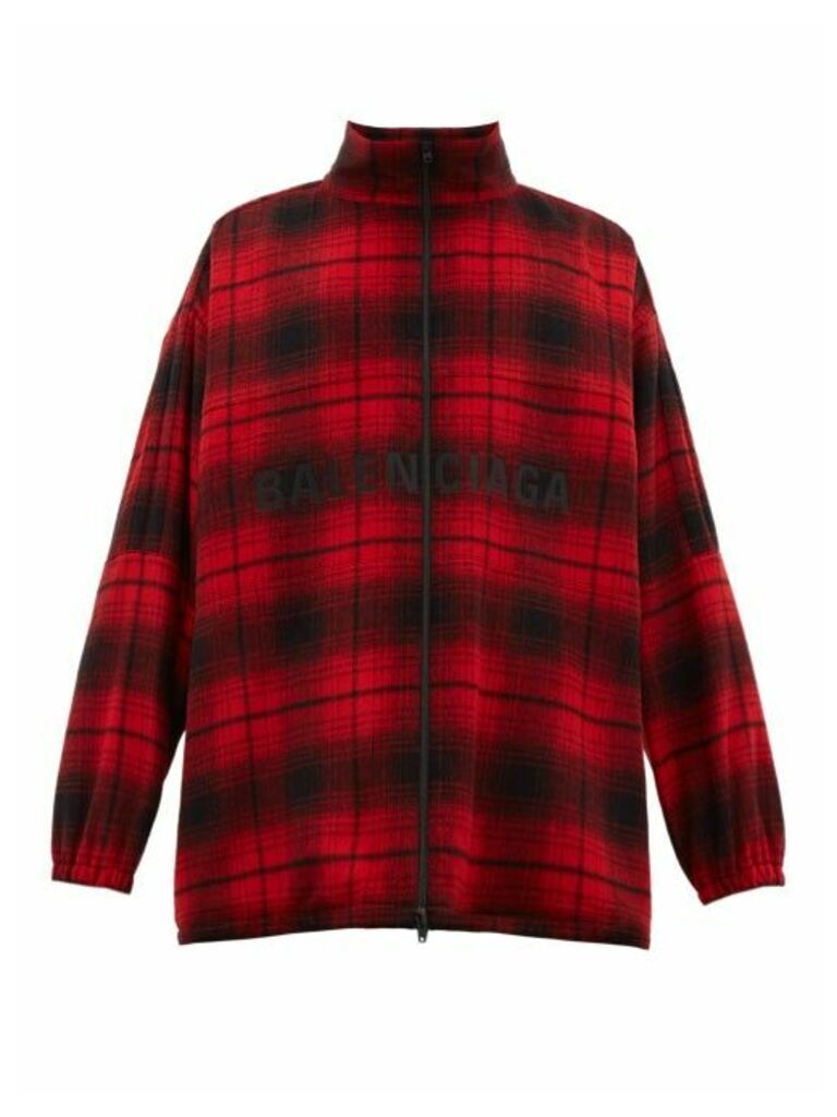 Balenciaga - Logo-embroidered Tartan Wool-blend Flannel Jacket - Mens - Red