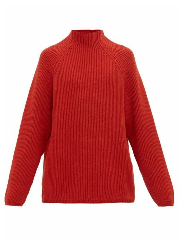 Raey - Funnel-neck Ribbed-wool Sweater - Mens - Dark Orange