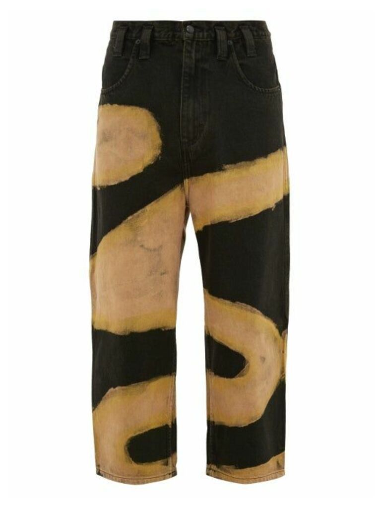 Eckhaus Latta - Cropped Bleached Wide-leg Jeans - Mens - Black Yellow