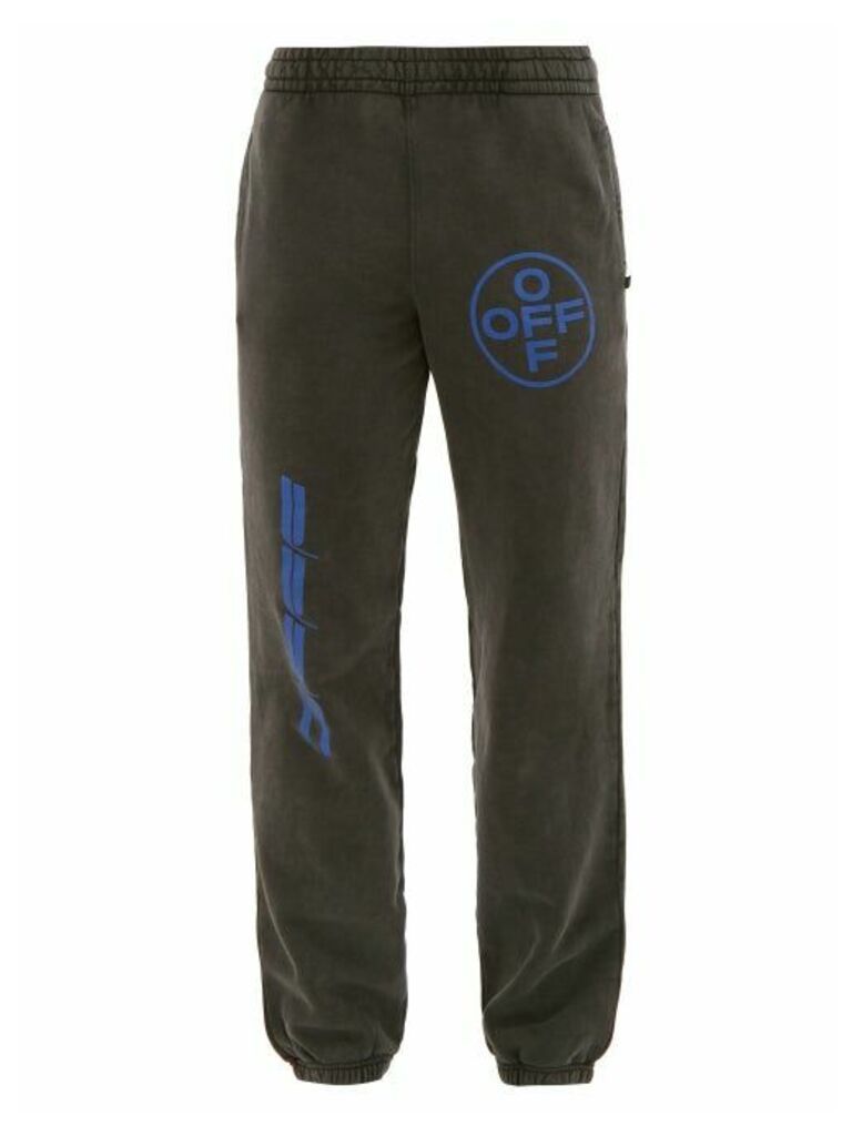 Off-white - Washed-effect Logo-print Sweat Pants - Mens - Black Blue