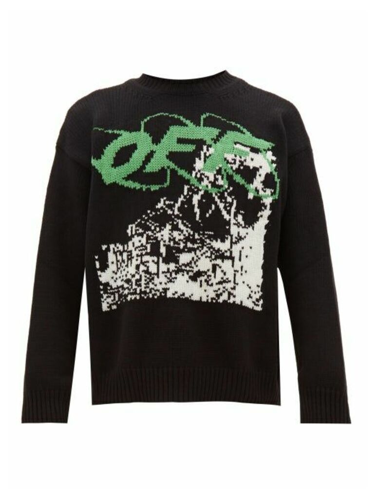 Off-white - Ruined Factory Jacquard Wool Blend Sweater - Mens - Black White