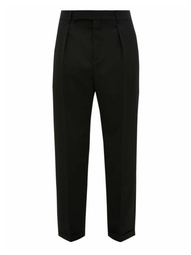 Saint Laurent - Tailored High-rise Wool-twill Trousers - Mens - Black