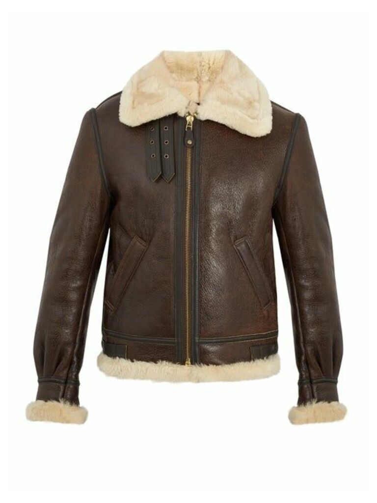 Schott - Military B-3 Shearling-lined Leather Jacket - Mens - Brown