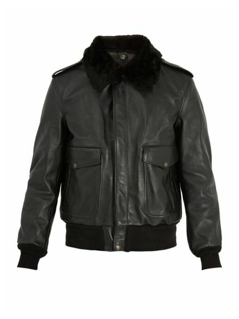 Schott - Detachable Faux-shearling And Leather Jacket - Mens - Black