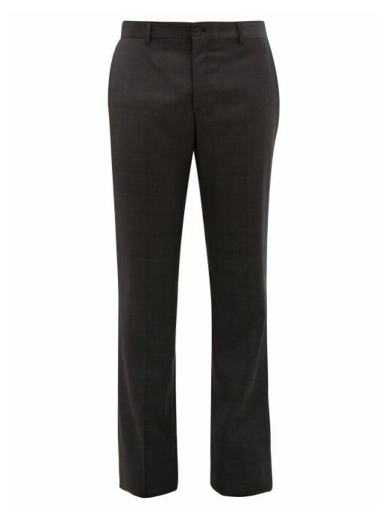 Balenciaga - Windowpane-check Wool-twill Trousers - Mens - Grey
