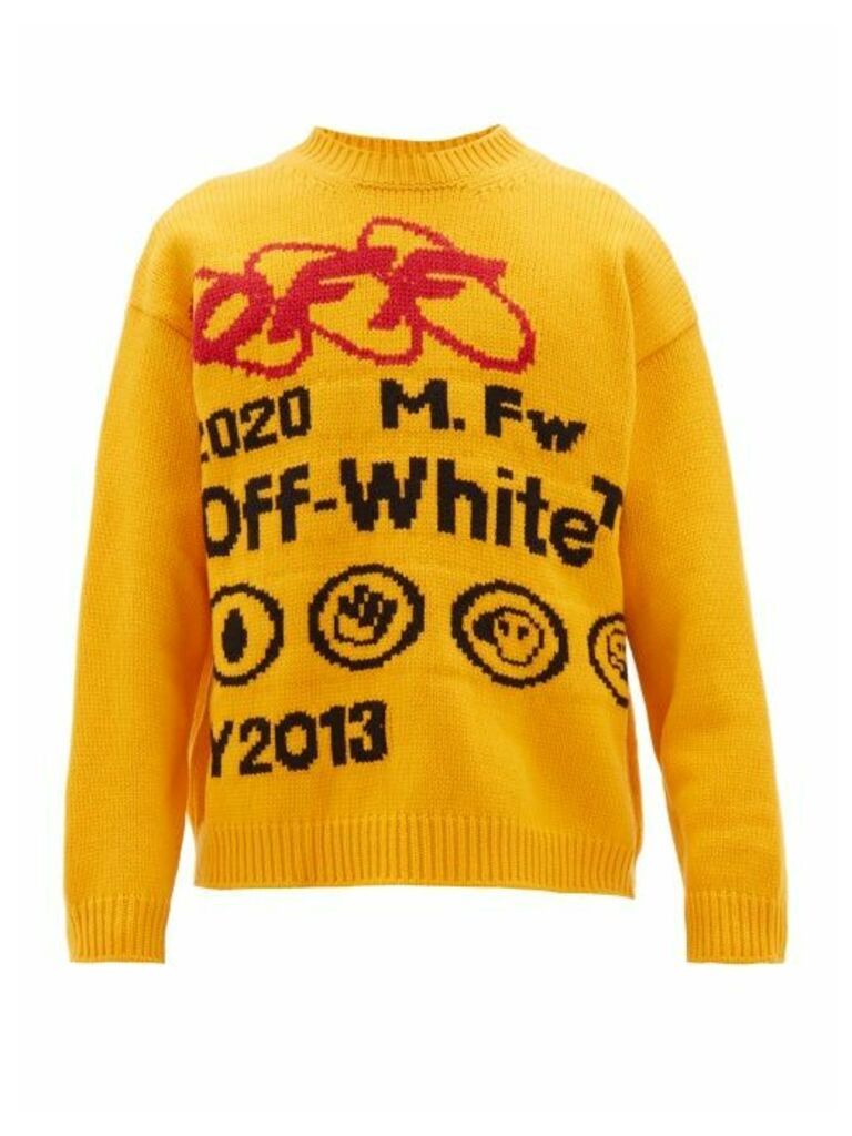 Off-white - Industrial Logo Intarsia Wool Blend Sweater - Mens - Yellow