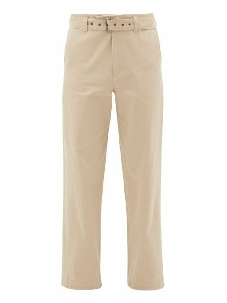 JW Anderson - Belted Cotton-chino Trousers - Mens - Beige