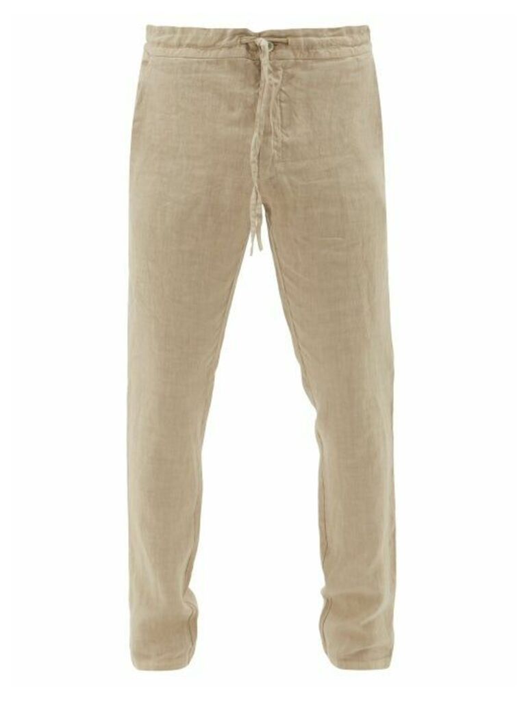 120% Lino - Drawstring-waist Relaxed-fit Linen Trousers - Mens - Beige