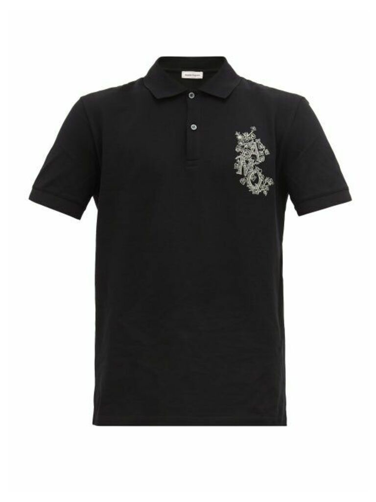 Alexander Mcqueen - Logo-embroidered Cotton-piqué Polo Shirt - Mens - Black Multi