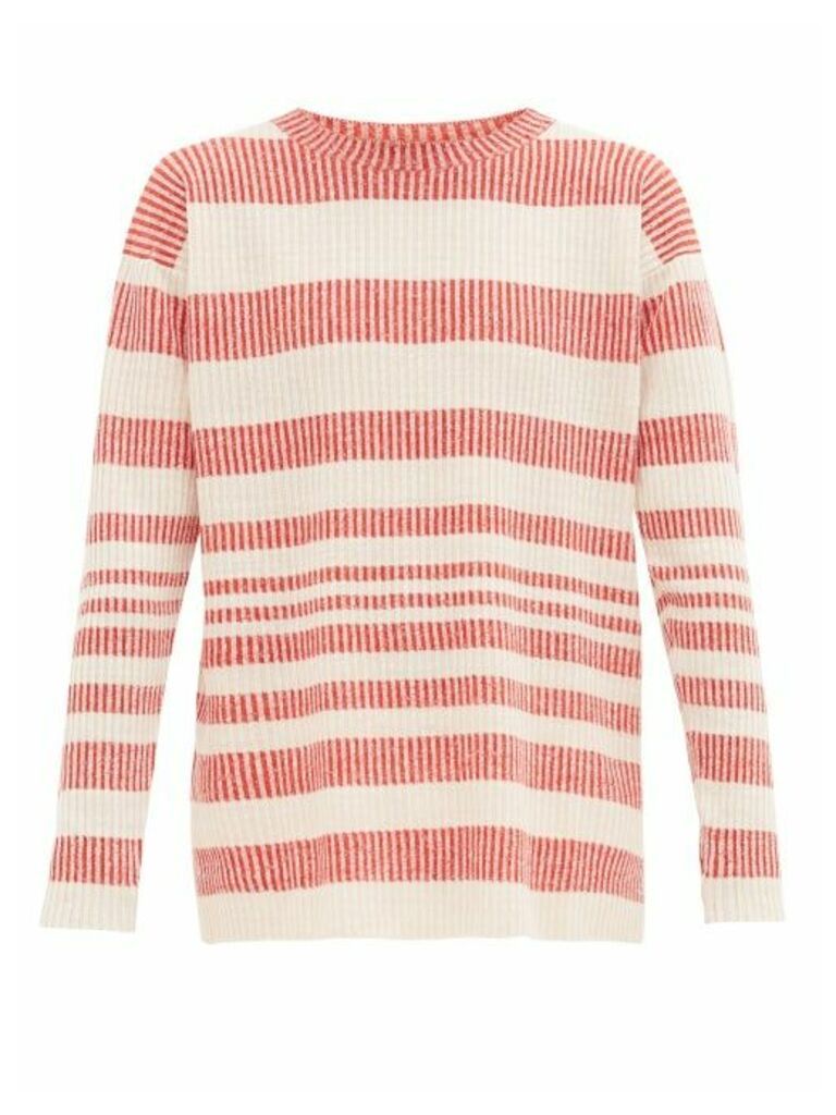 Loewe - Striped Rib-knitted Linen Sweater - Mens - Beige