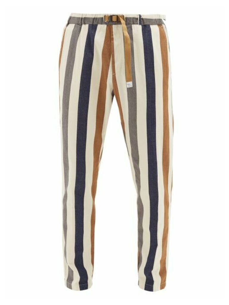 White Sand - Striped Cotton-twill Chino Trousers - Mens - Beige Multi