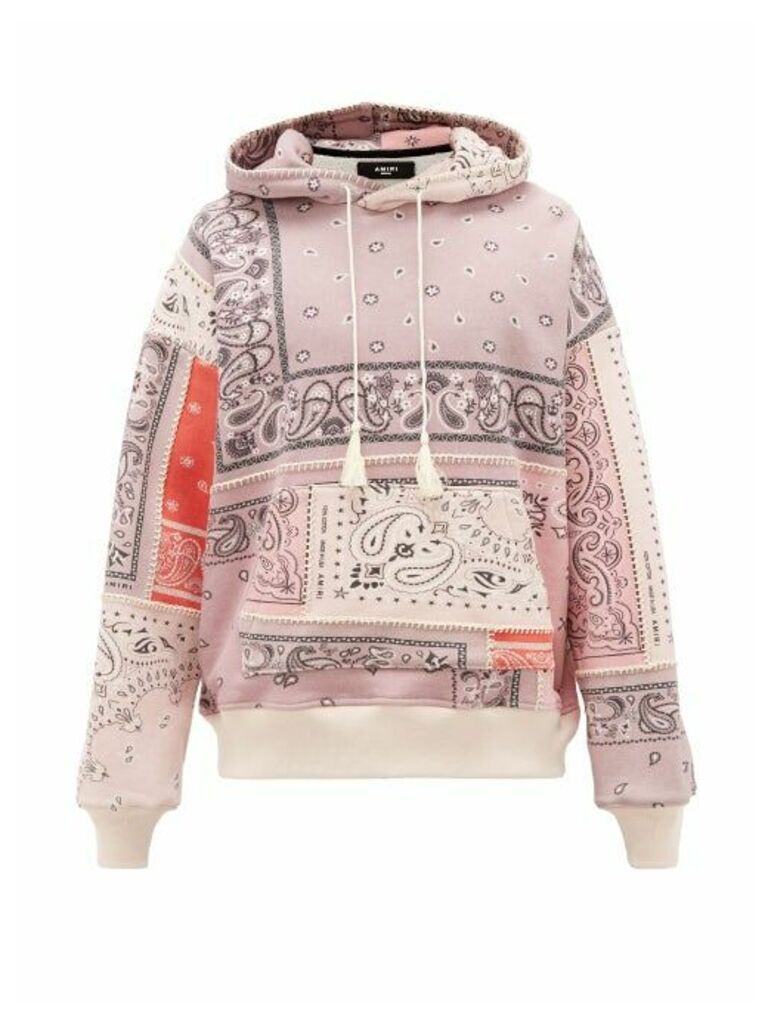 Amiri - Paisley-print Blanket-stitched Cotton Sweatshirt - Mens - Pink Multi