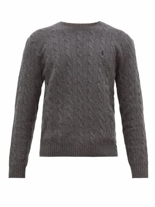 Polo Ralph Lauren - Logo-embroidered Cable-knit Wool-blend Sweater - Mens - Grey