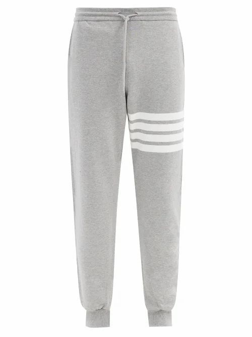 Striped Cotton-jersey Track Pants - Mens - Light Grey