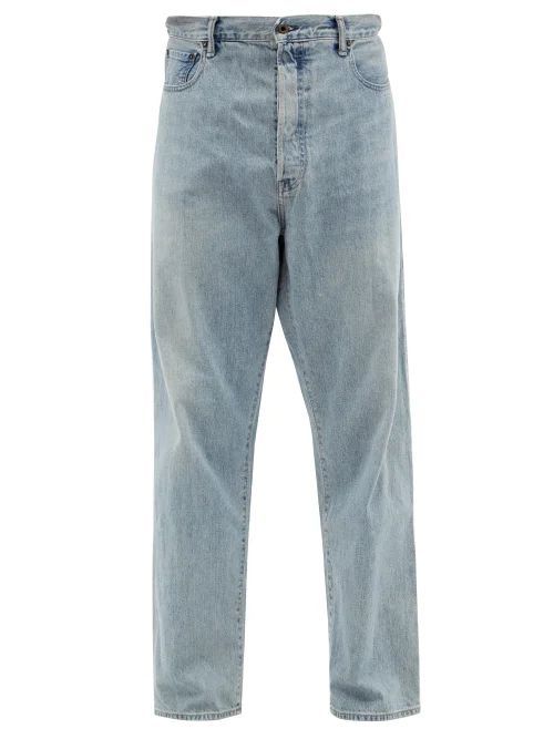 Futura Overlap-back Wide-leg Jeans - Mens - Light Indigo