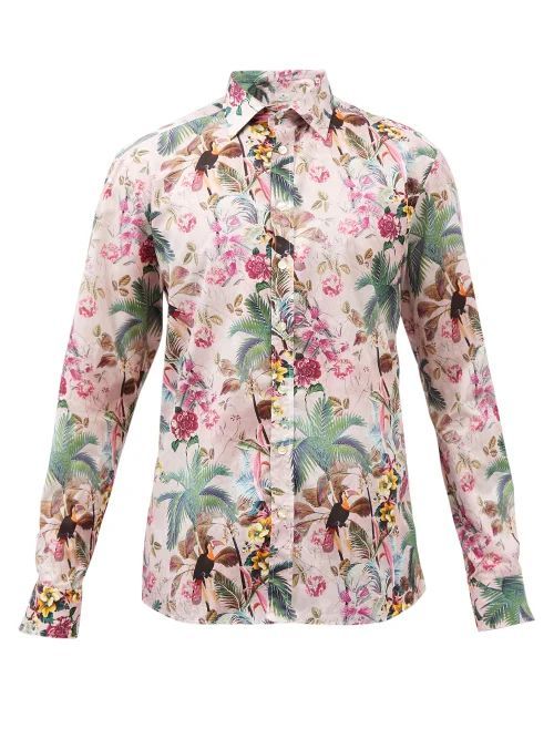 Tropical-print Cotton-poplin Shirt - Mens - Multi