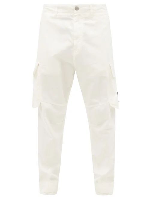 Cotton-blend Canvas Cargo Trousers - Mens - White