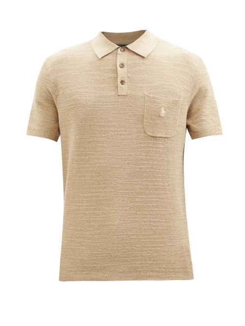 Logo-embroidered Cotton Polo Shirt - Mens - Beige