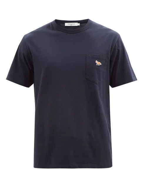 Fox-patch Cotton-jersey T-shirt - Mens - Navy