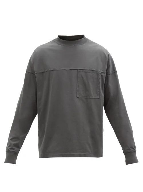 Flatlock-seam Cotton-jersey Sweatshirt - Mens - Dark Grey