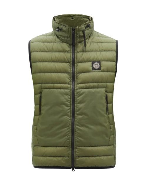 Logo-patch Quilted Down Nylon-ripstop Gilet - Mens - Green