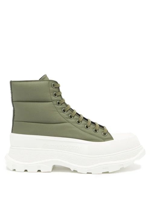 Tread Slick Quilted-shell High-top Trainers - Mens - Green White