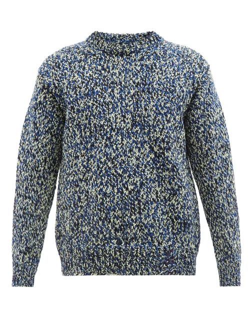 Mélange Wool-blend Crew-neck Sweater - Mens - Blue Multi