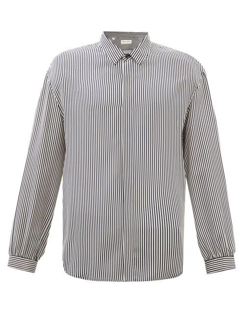 Striped Silk-crepe De Chine Shirt - Mens - Black White
