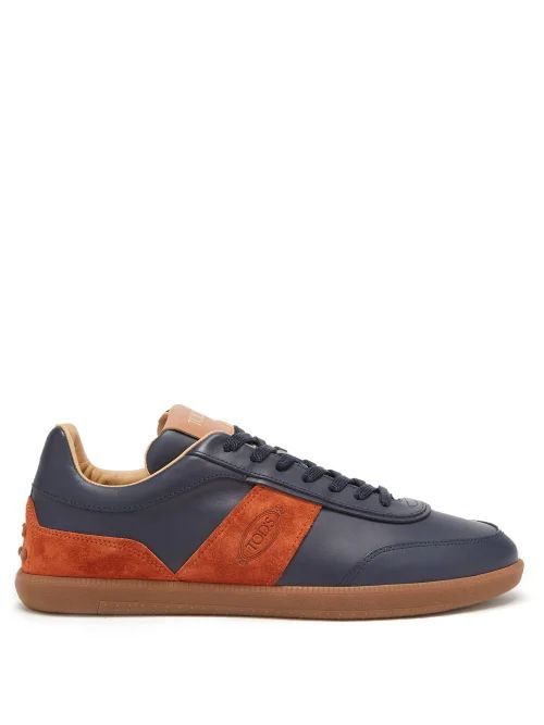 Tabs Leather And Suede Trainers - Mens - Navy