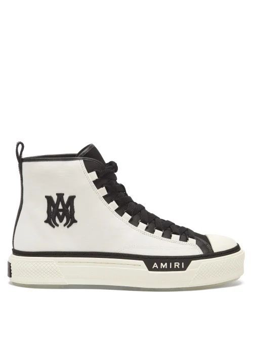 Ma Court Leather And Canvas High-top Trainers - Mens - White