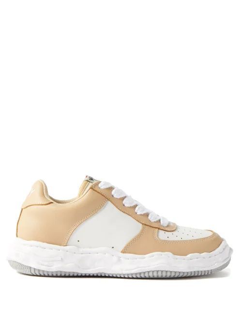 Wayne Leather Trainers - Mens - Beige White