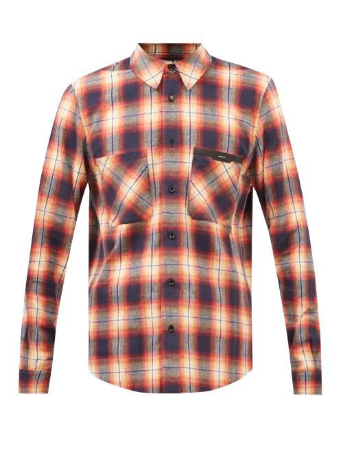 Logo-patch Checked Cotton-flannel Shirt - Mens - Black Red