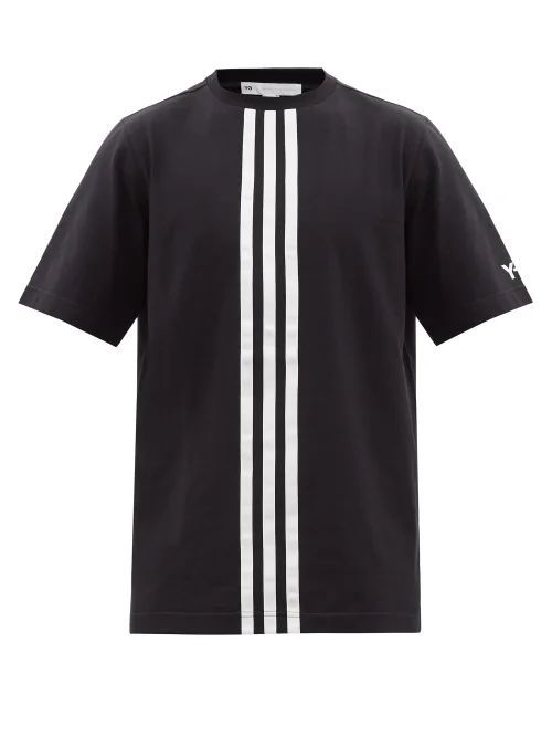 Three-stripe Cotton-jersey T-shirt - Mens - Black
