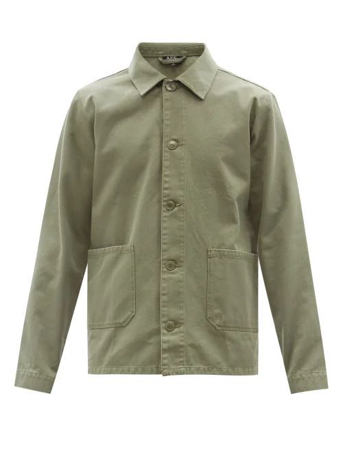 Kerlouan Patch-pocket Cotton-twill Overshirt - Mens - Green
